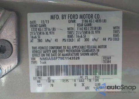 2014 Ford Transit Connect Xlt from USA, damaged, VIN NM0AS8F79E1143528
